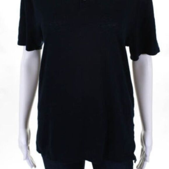 Vince Navy Blue Lightweight Short Sleeve Polo Shirt Sz. L - Picture 2 of 7